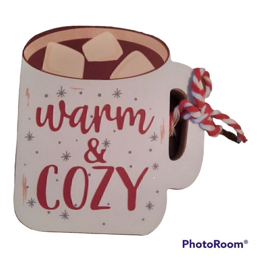 Coffee Mug Hot Coco MDF Wood Tierd Tray Sign